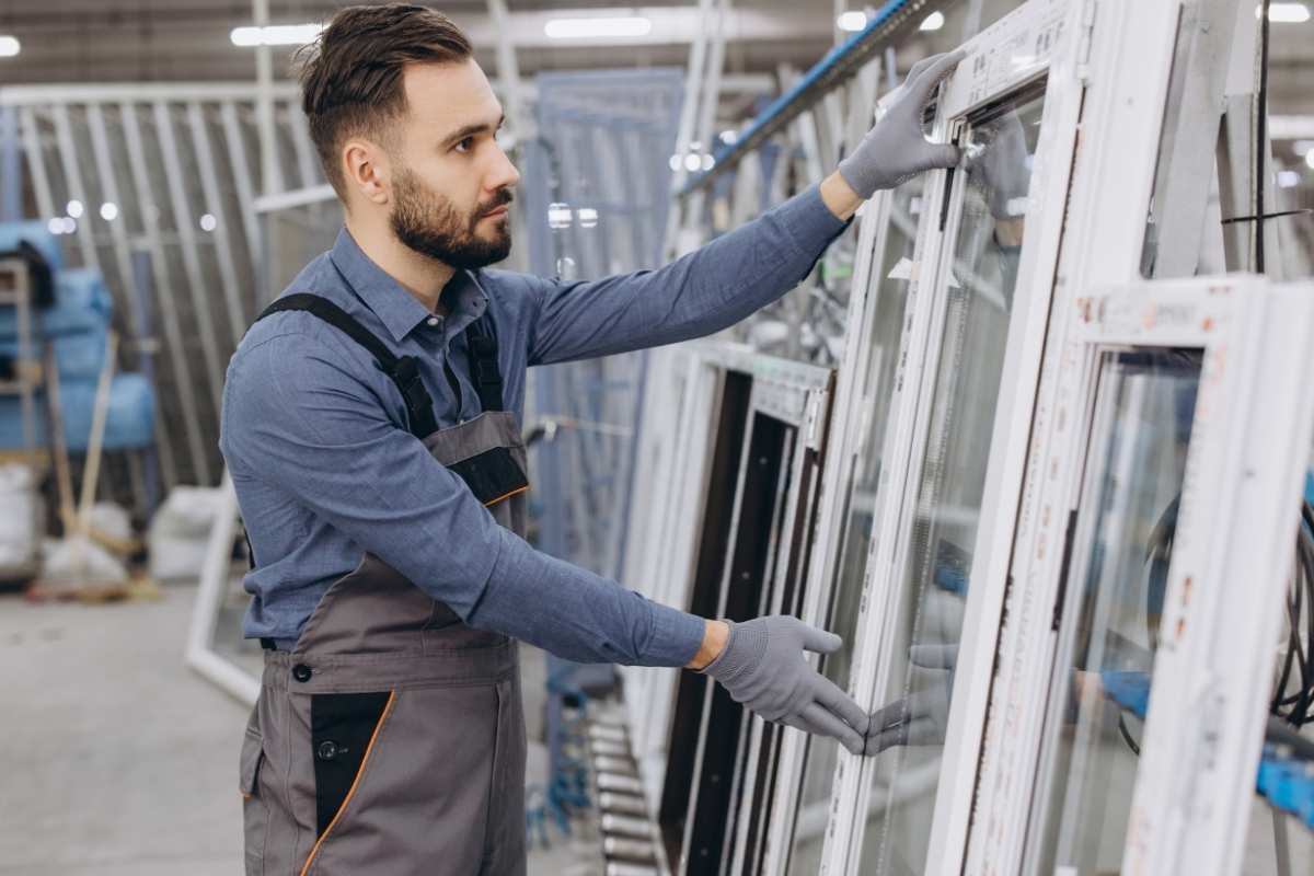 majstor proverava kvaltiet aluminijumskog prozora
